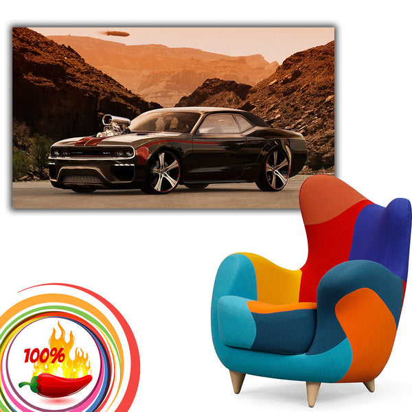 Dodge Challenger Tuning Desert Car Auto Poster