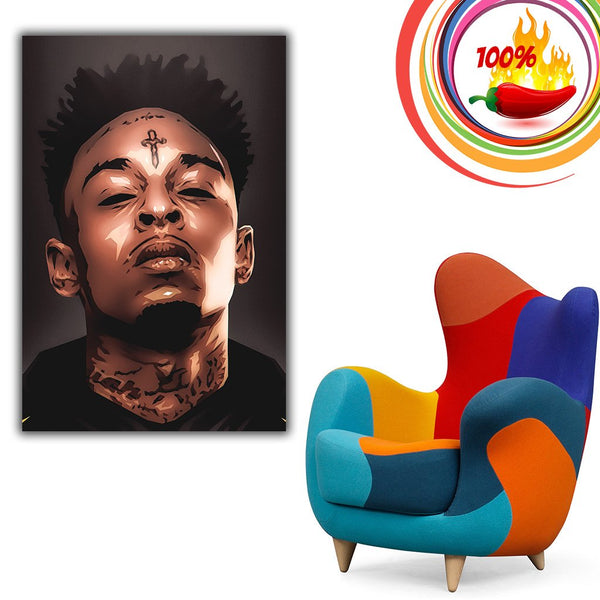 21 Savage 'Red Portrait' Poster – Posters Plug