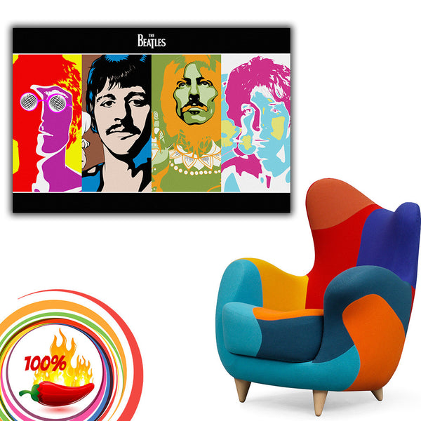 Nacnic Poster The Beatles - Feuille A3 (29,7x42 Cm) Style Aquarelle - Papier 250g Avec Cadre