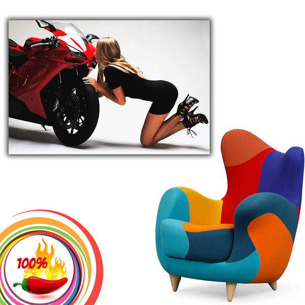 Ducati 848 Cute Girl Kiss Love Motorcycle Bike Motorbike Poster