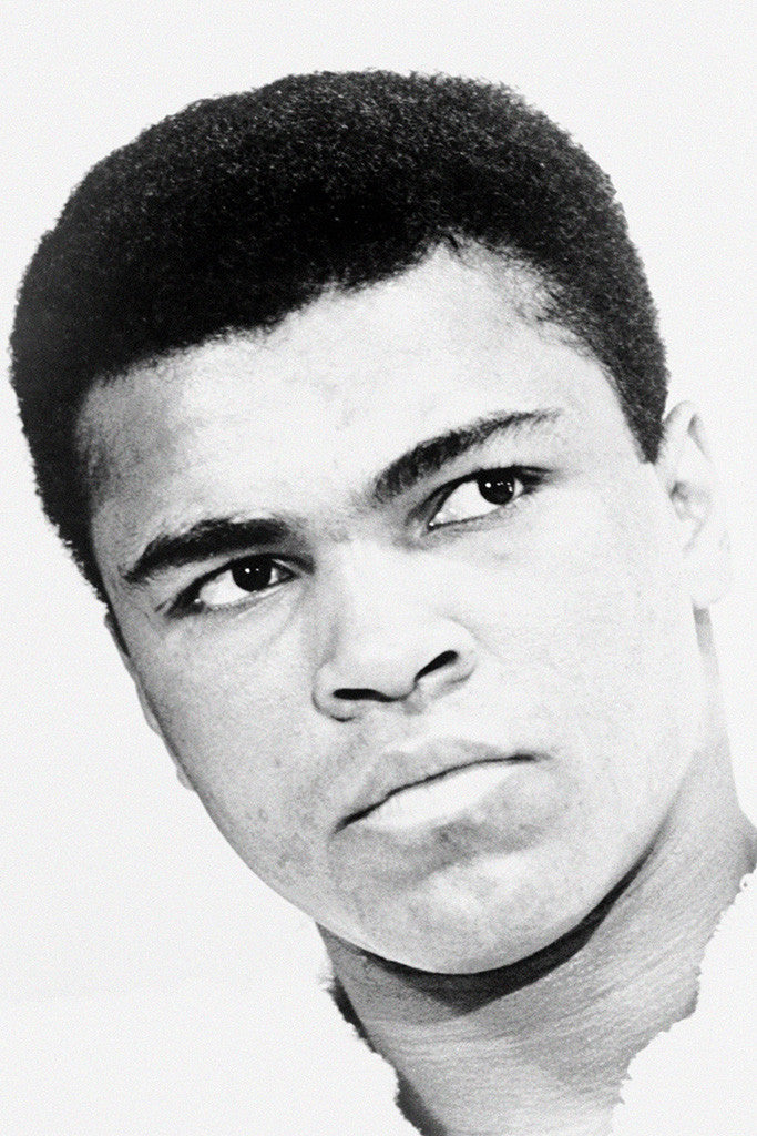 Muhammad Ali Face Close Black and White Poster