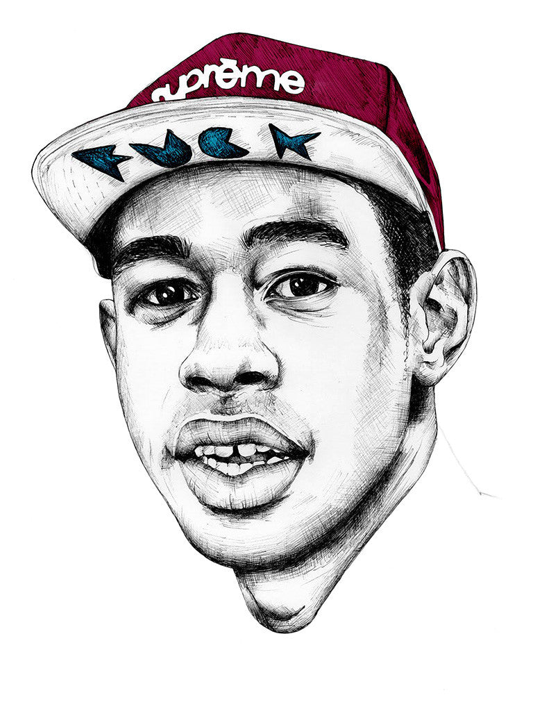 Rapper Tyler the Creator Supreme Drawing B/W Poster