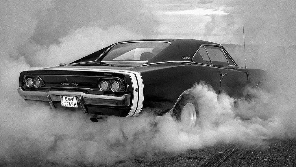 Dodge Charger RT R/T Super Muscle car Tires Smoke B/W Poster