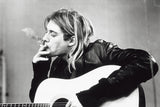 Kurt Cobain Smoking Black and White Poster