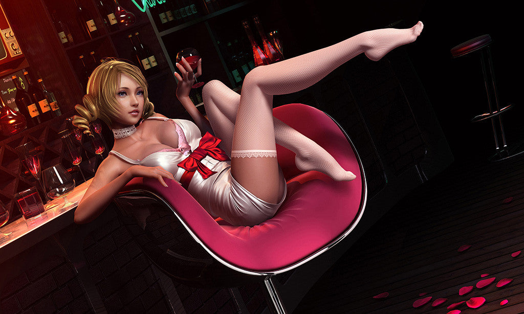 Sexy Hot Girl Blonde Wine Alcohol Poster