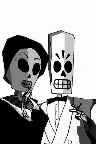 Grim Fandango B&W Old Classic Retro Game Poster