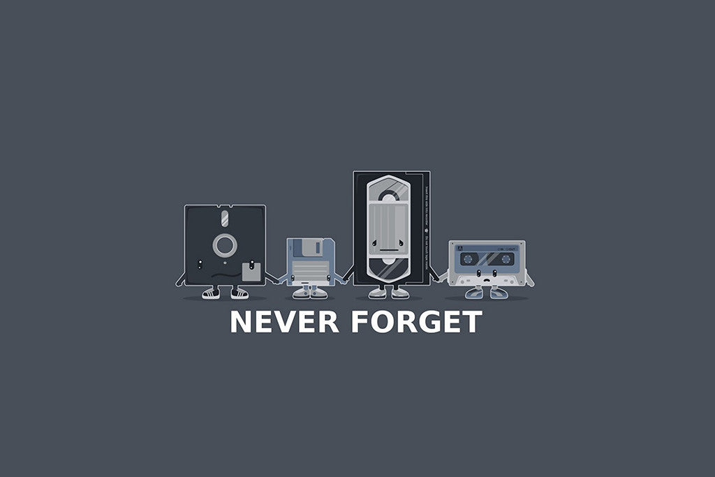 Never Forget Old Cassette Floppy Disk Poster