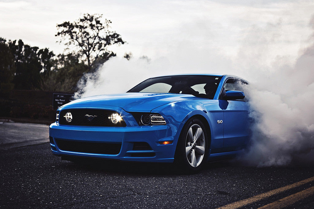 Ford Mustang GT 5.0 Smoke Blue Muscle Car Poster