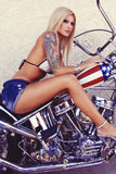 Hot Sexy Blonde Girl Woman Chopper Motorcycle Bike Motorbike Poster