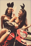 Hot Brunette Girls Ducati 1100 EVO Motorcycle Bike Motorbike Poster