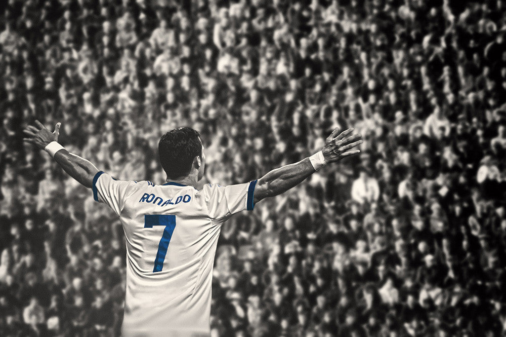 Cristiano Ronaldo Black and White Soccer Poster