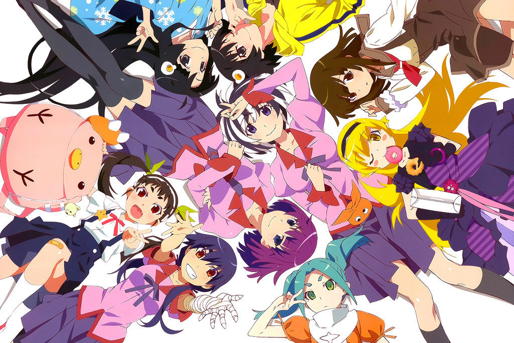 Monogatari Series Characters Anime Poster