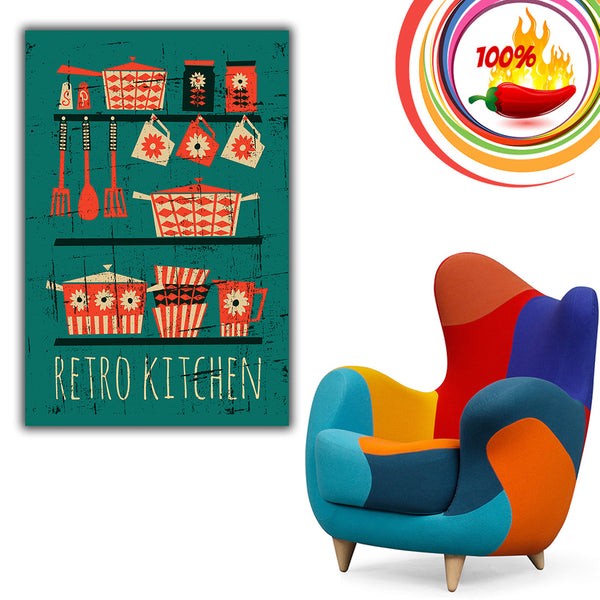 set of 3 retro kitchen prints | digital download –... Retro Kitchen Poster – My Hot Posters