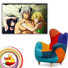 Anime Isekai Maou to Shoukan Shoujo No Dorei Majutsu Two Beautiful Girl  Canvas Poster Bedroom Decor Sports Landscape Office Room Decor Gift  Unframe:12×12inch(30×30cm) 