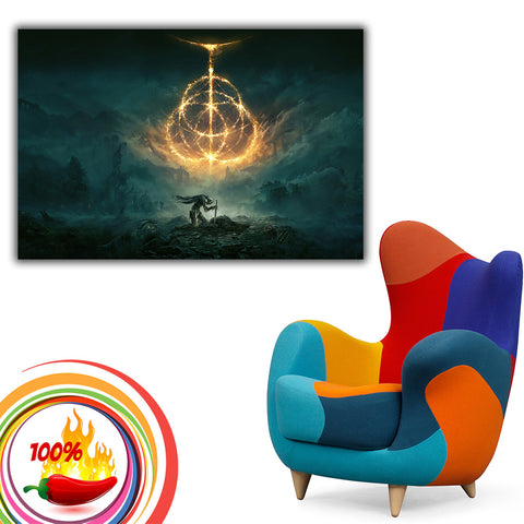 Poster Sur Toile Elden Ring Shadow Of The Erdtree - The Tarnished - 50 X 75 Cm - Décoration Gamer, Bureau, Chambre - Cadeau Pour Fans - Impression Haute Qualité