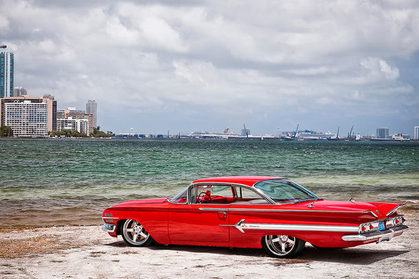 1960 Chevy Impala Chevrolet Retro Red Car Auto Poster – My Hot Posters