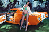 Hot Girl Miss Tuning Frizzi Arnold Bikini Retro Car Auto Poster