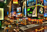 New York Night Cityscape Cars Auto Poster