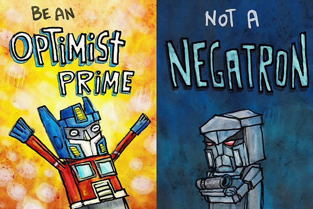 Transformers Optimist Pessimist Optimus Prime Megatron Humor Poster