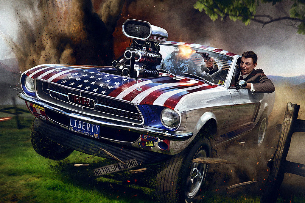 Ronald Reagan Ford Mustang Poster