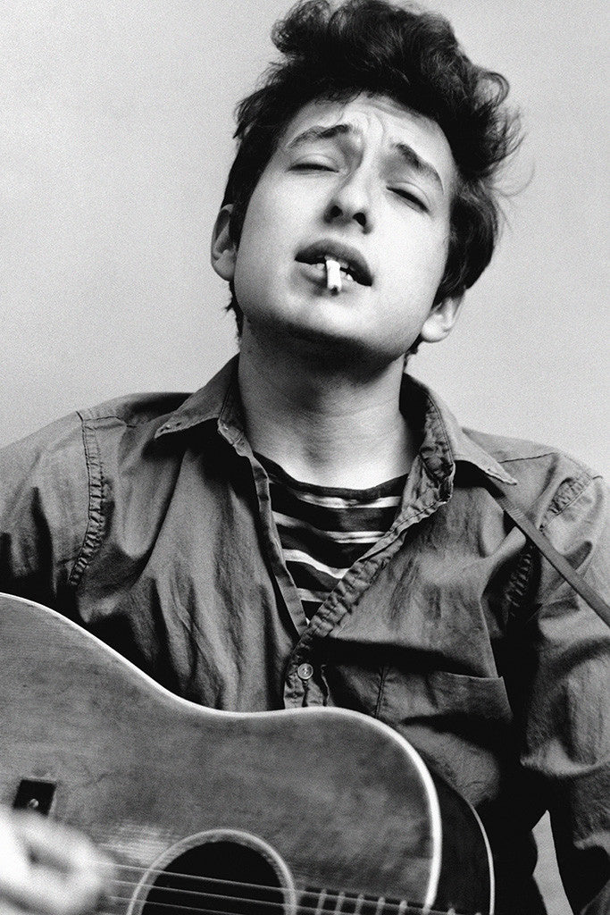 Bob Dylan Guitar Black and White Poster