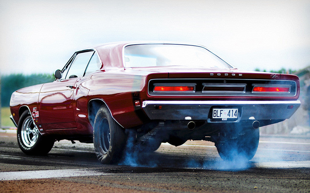 Dodge Charger RT R/T Smoke Auto Vintage Retro Red Car Poster