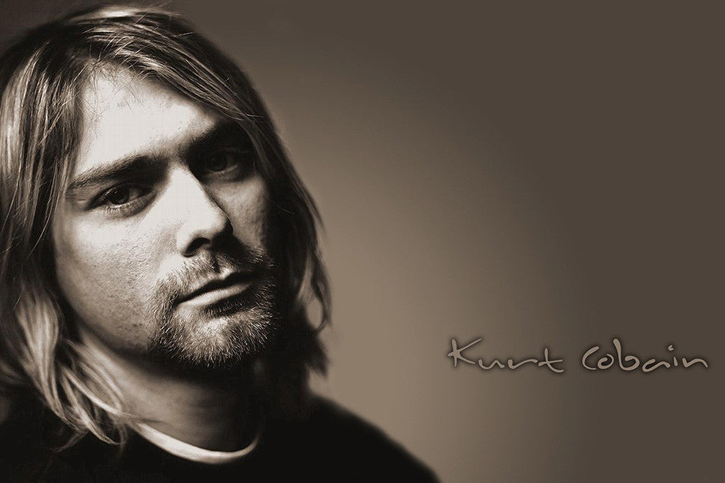 Nirvana Kurt Cobain Black White Rock Music Poster