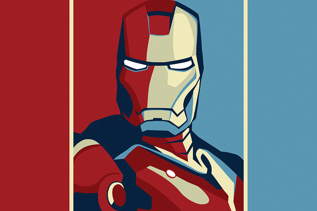 Iron Man Avengers Red Blue Comics Poster