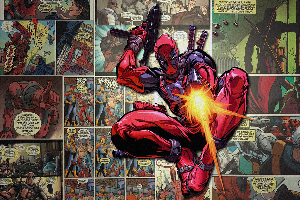 Deadpool Guns Fire Comics Poster