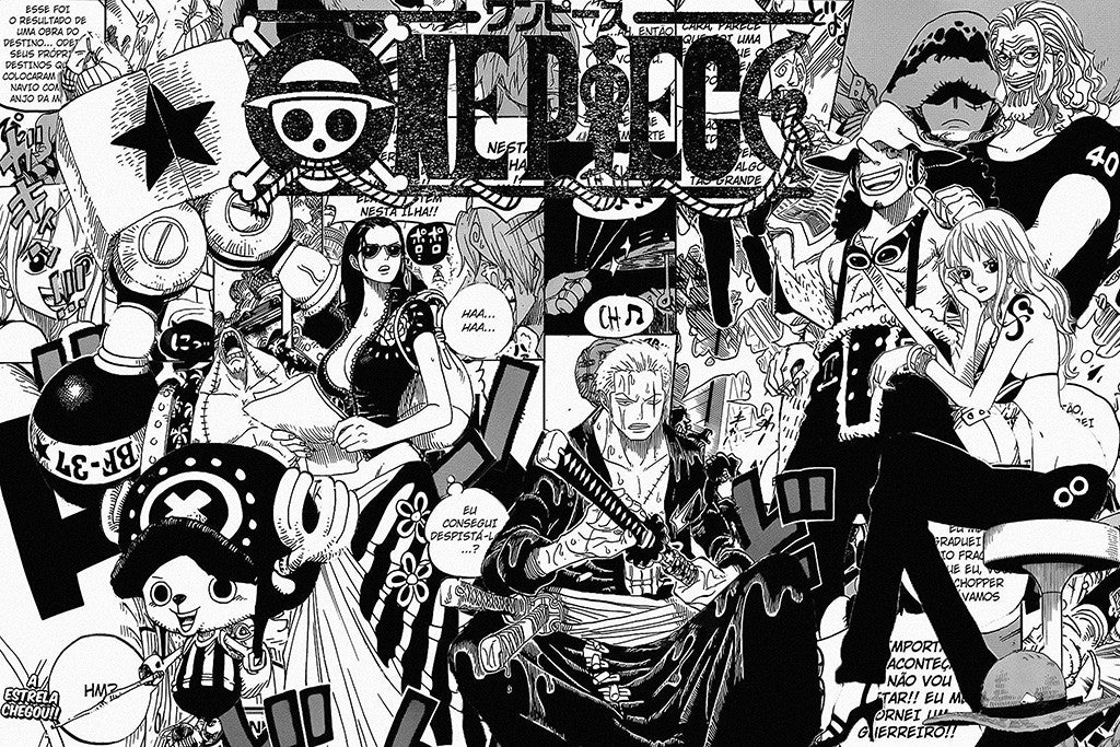 One Piece Anime B/W Comics Poster