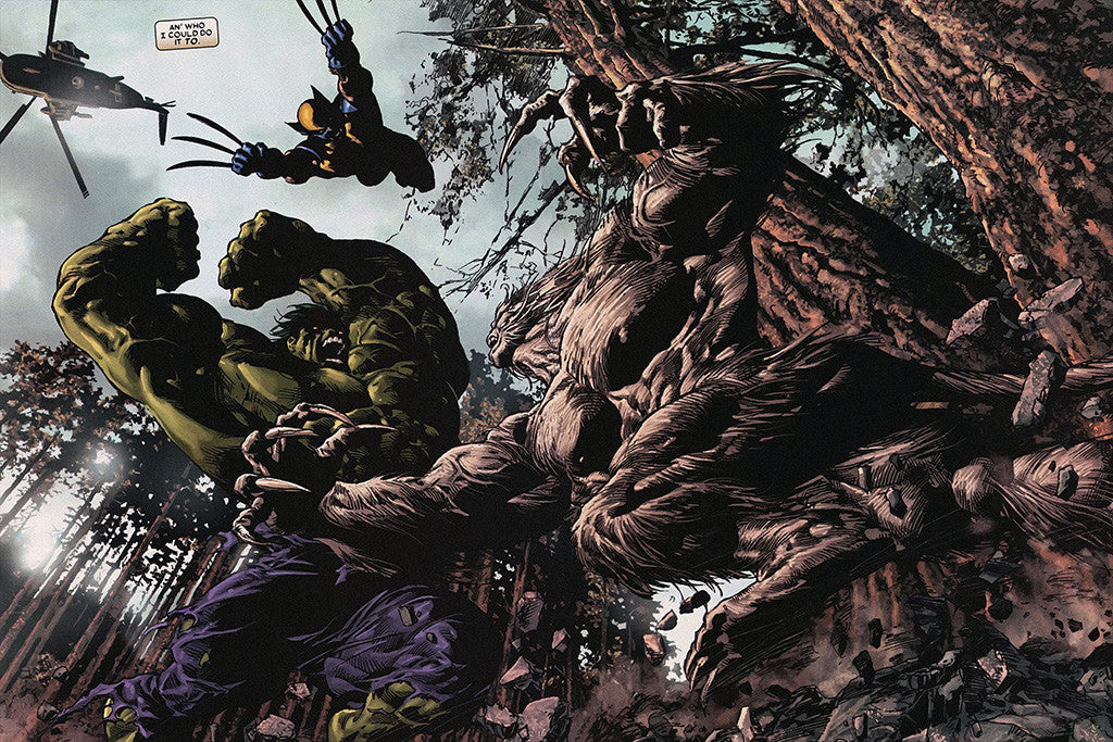 Wolverine Hulk Battle Comics Poster