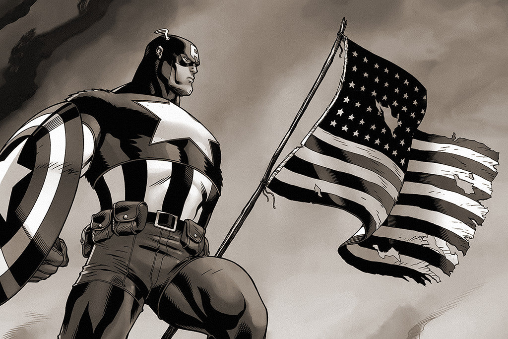 Captain America B/W Comics Poster