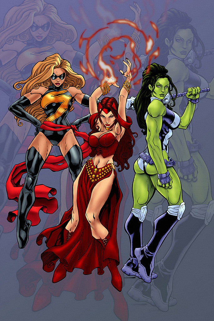 Hot Girls Women Fantastic Four Comics Superheroes Poster
