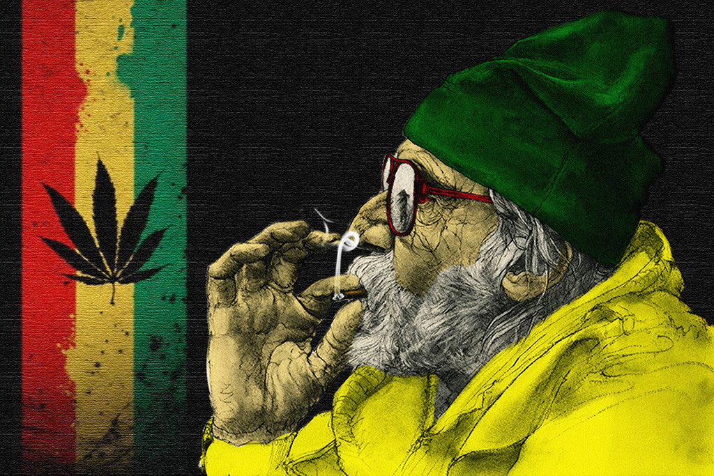 Flag Of Jamaica Marijuana Smoking Poster