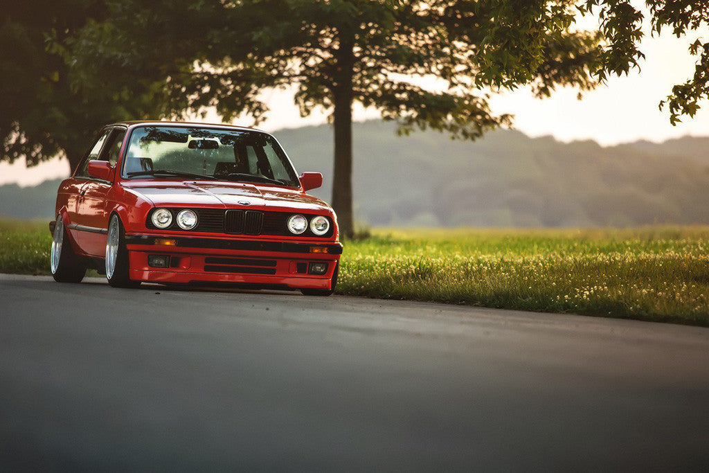 BMW 3 Series E30 Tuning Red Car Poster