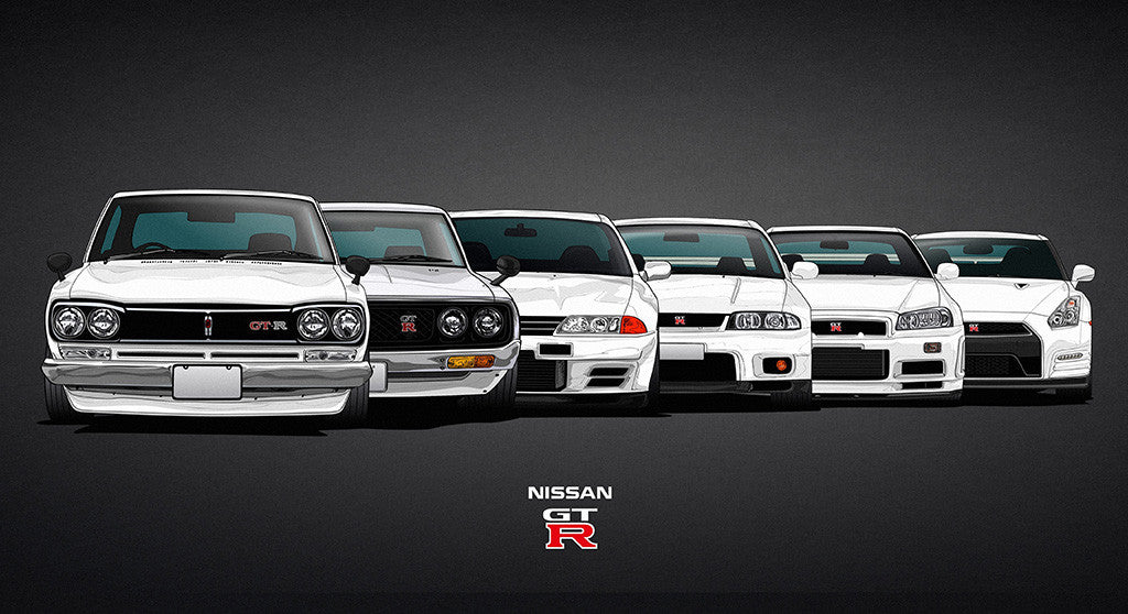 Nissan Skyline GT-R Evolution KPGC10 C10 C110 R32 R33 R34 R35 Cars Poster