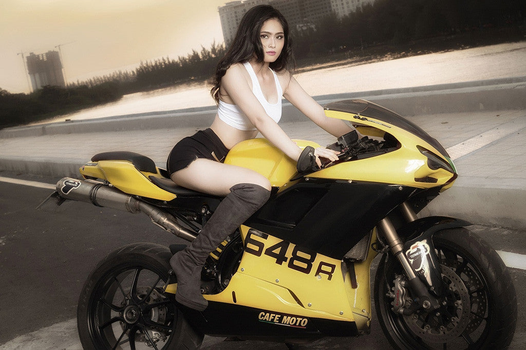 Ducati 648 Motorcycle Asian Hot Girl Poster