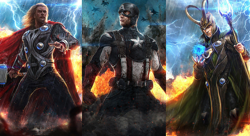 Avengers Thor Captain America Anime Poster