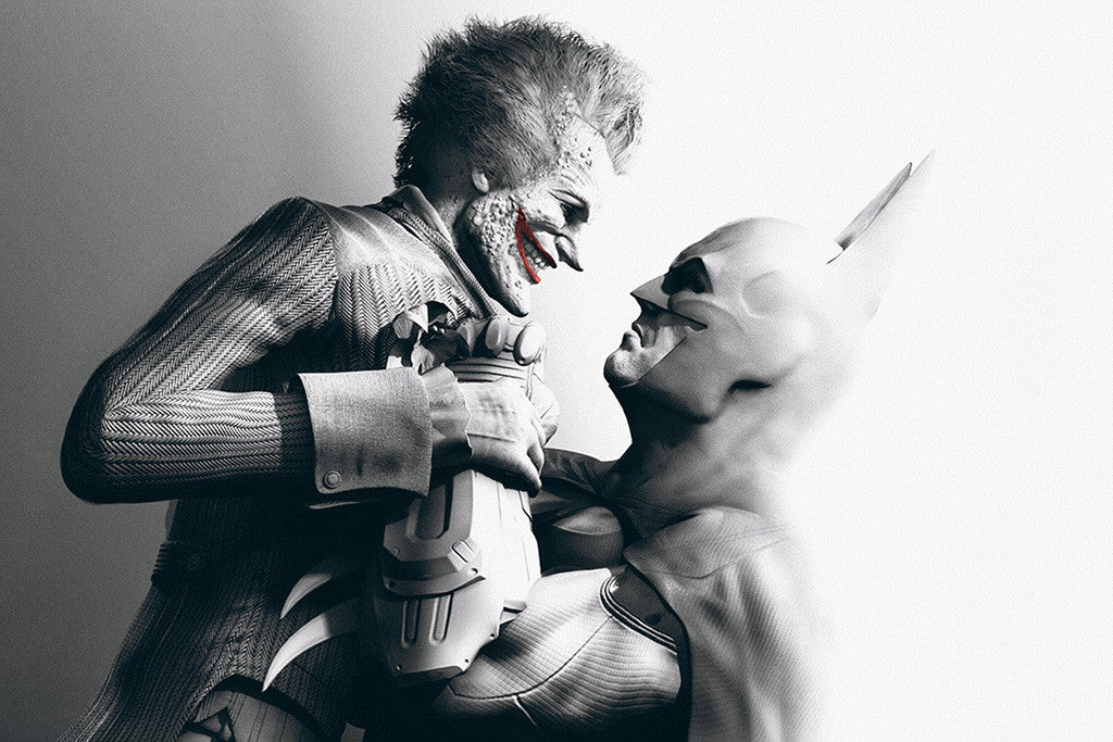 The Joker Batman Arkham City Black And White Poster