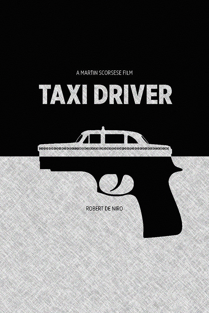 Taxi Driver Black and White Movie Poster