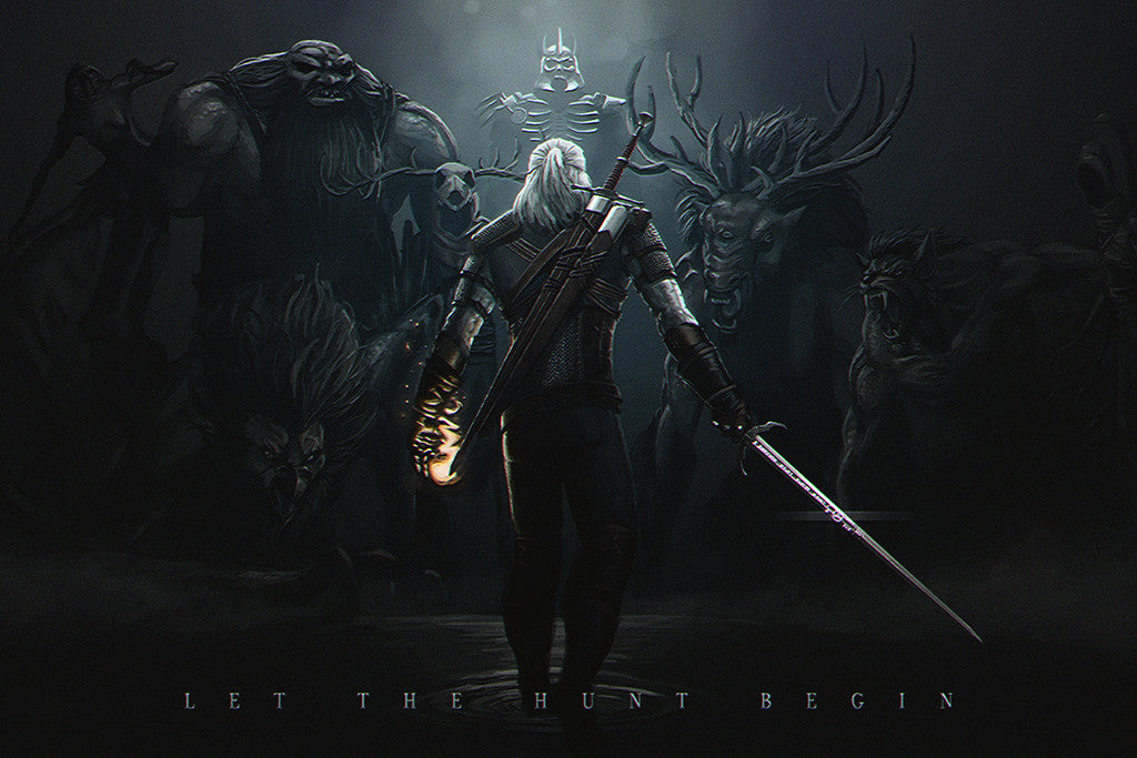 The Witcher 3 Wild Hunt Poster, Geralt of Rivia Wall Art, Rolled