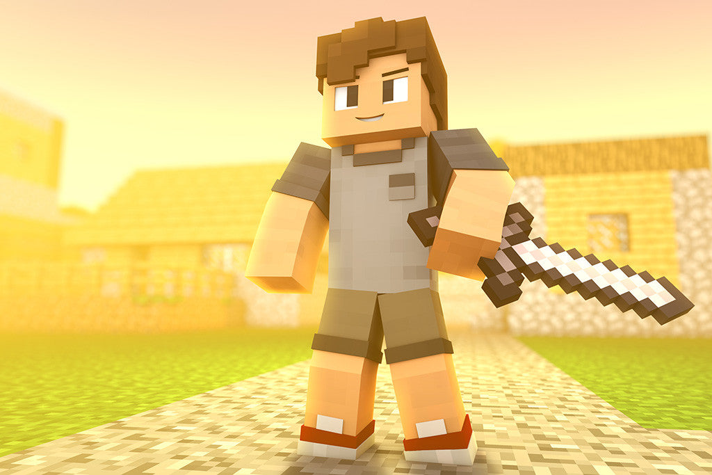 Minecraft Characters Man Minecraft Man Sword Poster