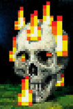 Minecraft Flaming Skull Banner Poster