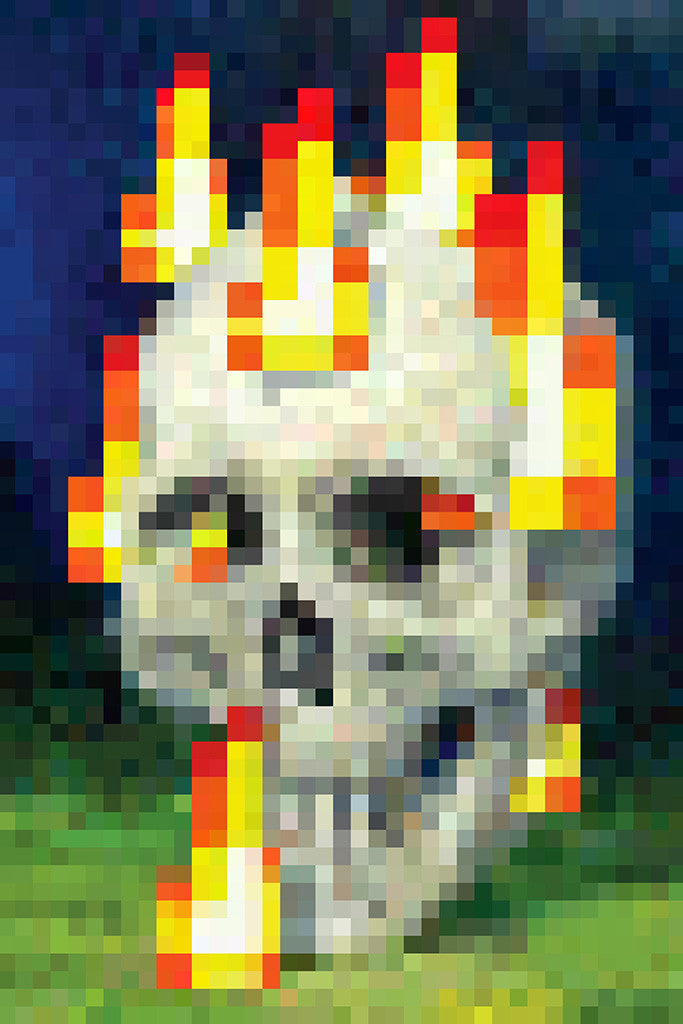 Minecraft Flaming Skull Poster