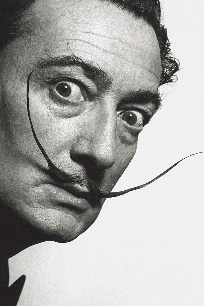 Salvador Dali Mustache Black and White Poster
