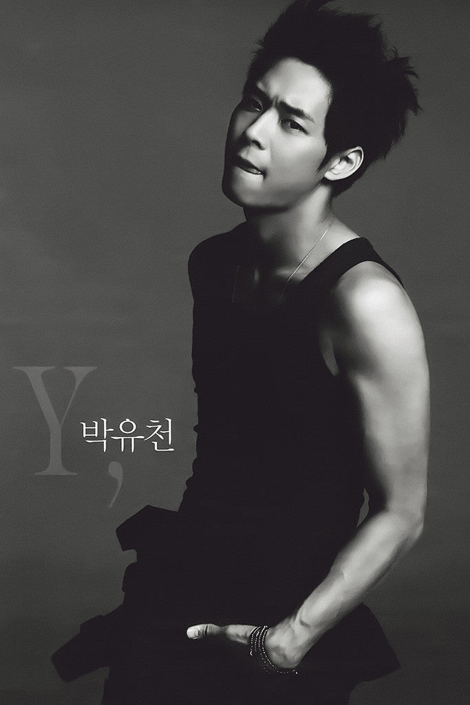 Park Yoochun Black and White Poster
