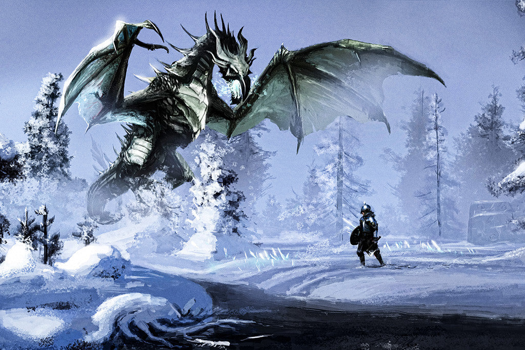 The Elder Scrolls 5 Skyrim Ice Dragon Poster