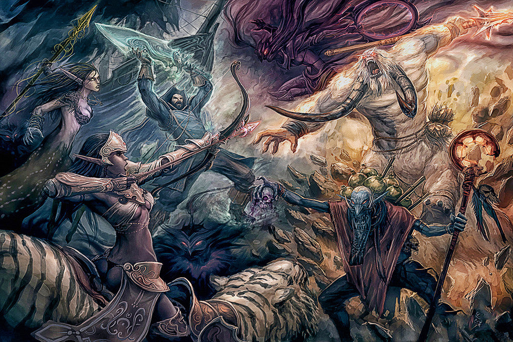 Defense of the Ancients Dota 2 Characters Heroes Fight Art Poster