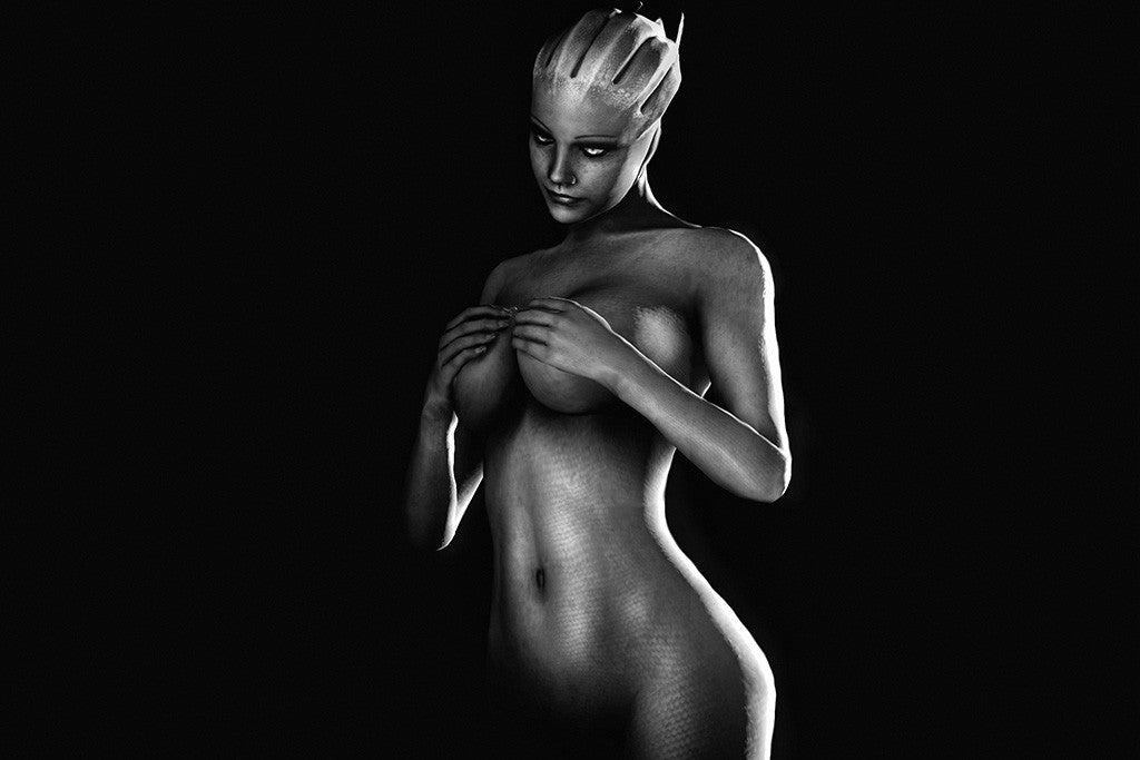 Mass Effect 3 Liara T'Soni Hot Girl Black and White Poster