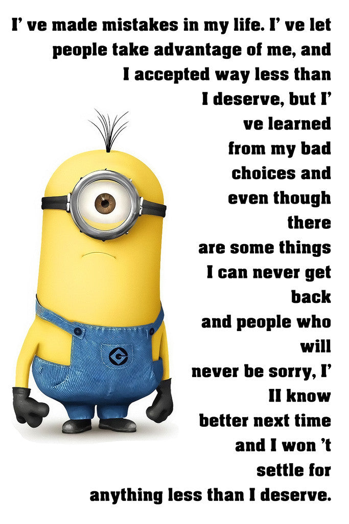 Minion Quotes Mistakes in Life Funny Motivational Poster